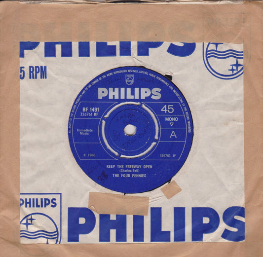 The Four Pennies – Keep The Freeway Open (Philips 1966) 7" vinyl single G/G