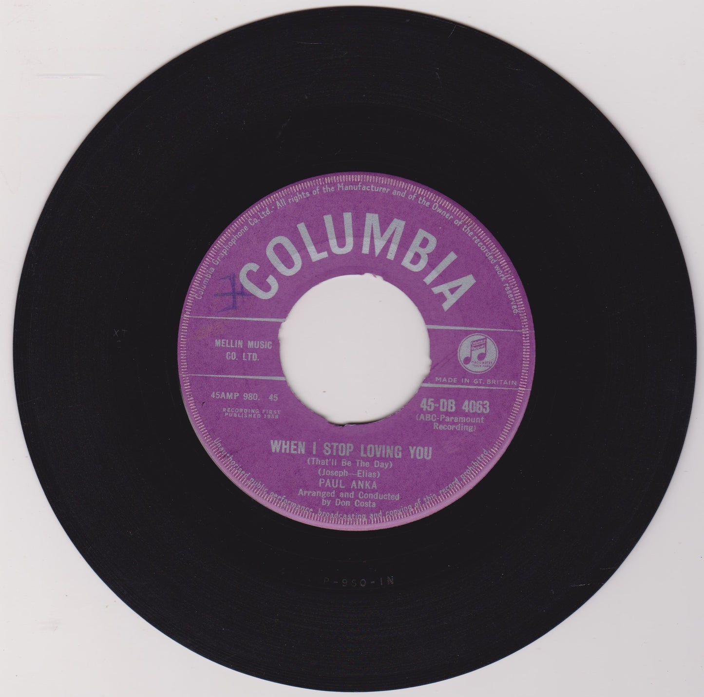 Paul Anka ‎– You Are My Destiny (Columbia 1958) 7" vinyl single VG/- jukebox