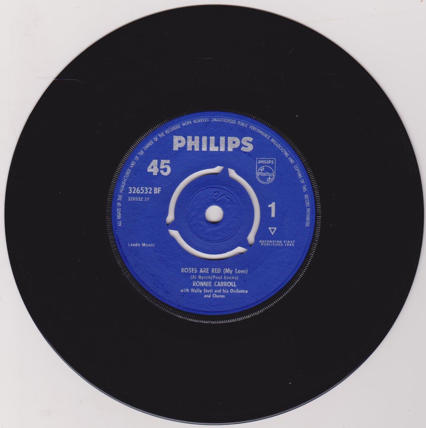 Ronnie Carroll ‎– Roses Are Red (My Love) (Philips 1962) 7" vinyl single VG/-