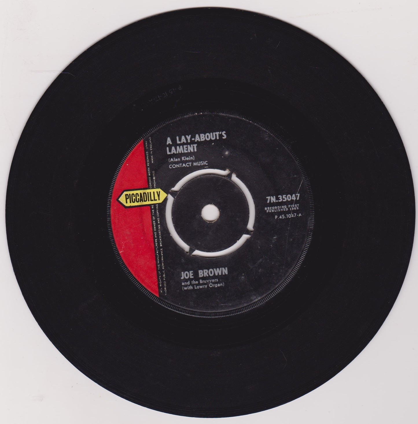 Joe Brown And The Bruvvers ‎– A Lay-About's Lament (Piccadilly 1962) 7" vinyl single VG/-