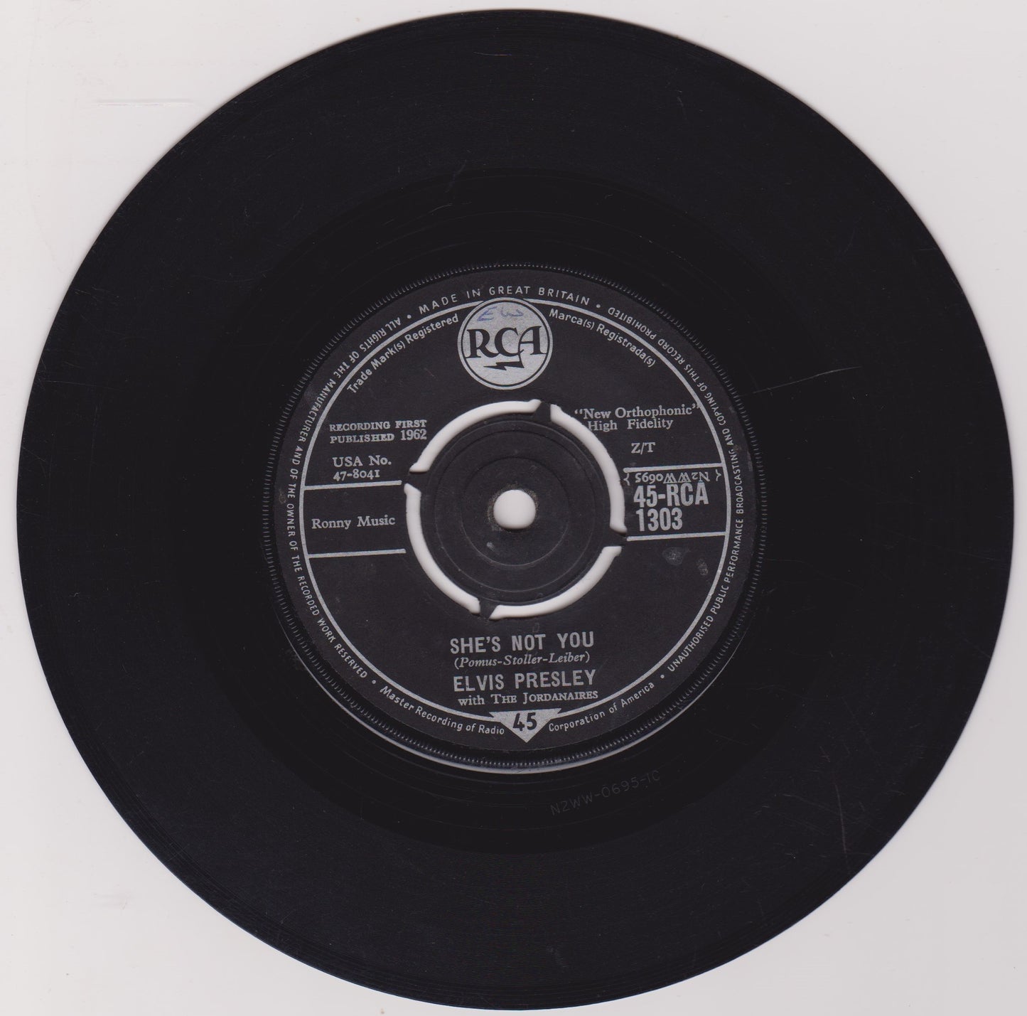 Elvis Presley With The Jordanaires – She's Not You (RCA 1962) 7" vinyl single G+/VG