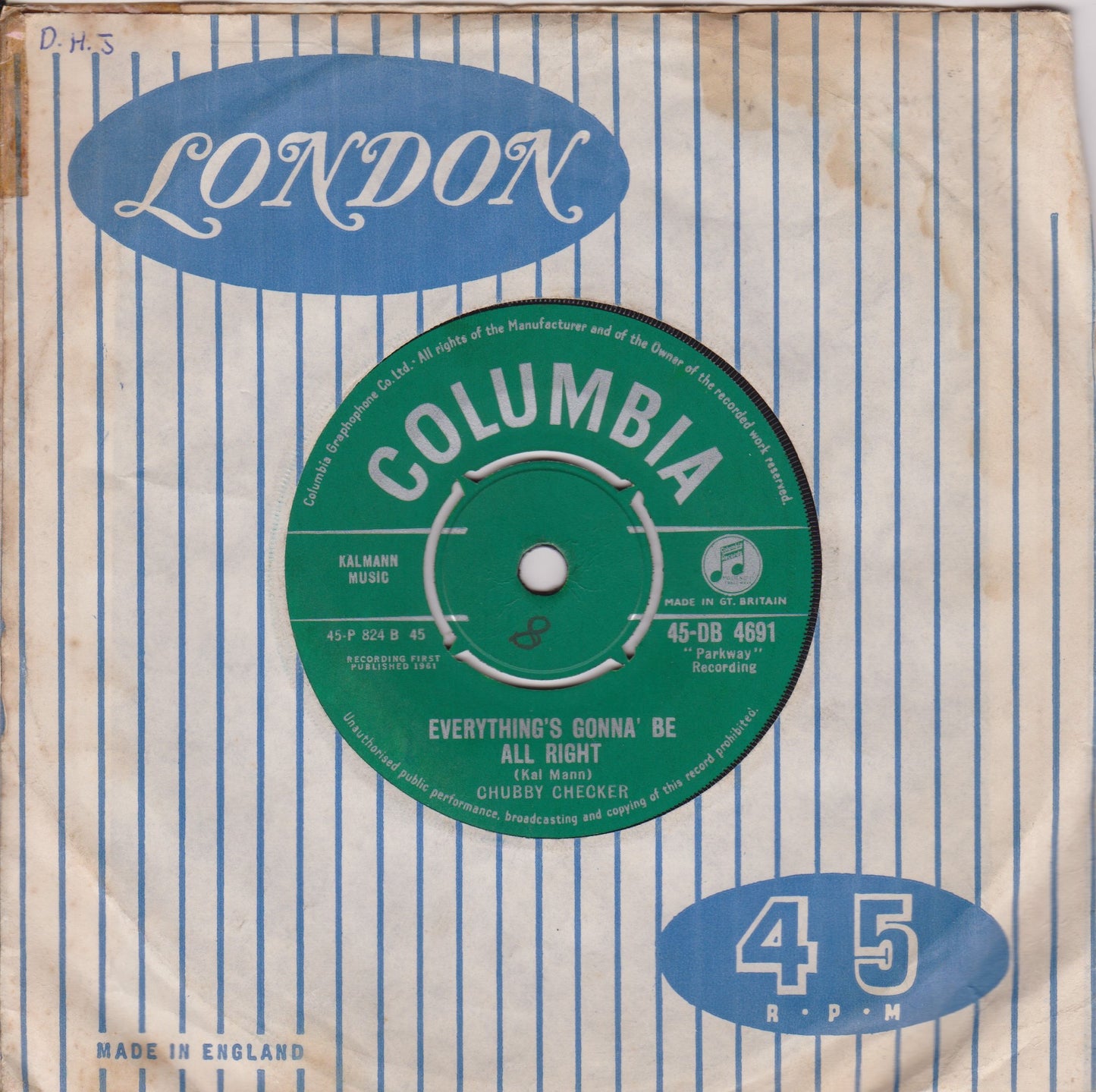 Chubby Checker ‎– Let's Twist Again (Columbia 1961) 7" vinyl single VG/-