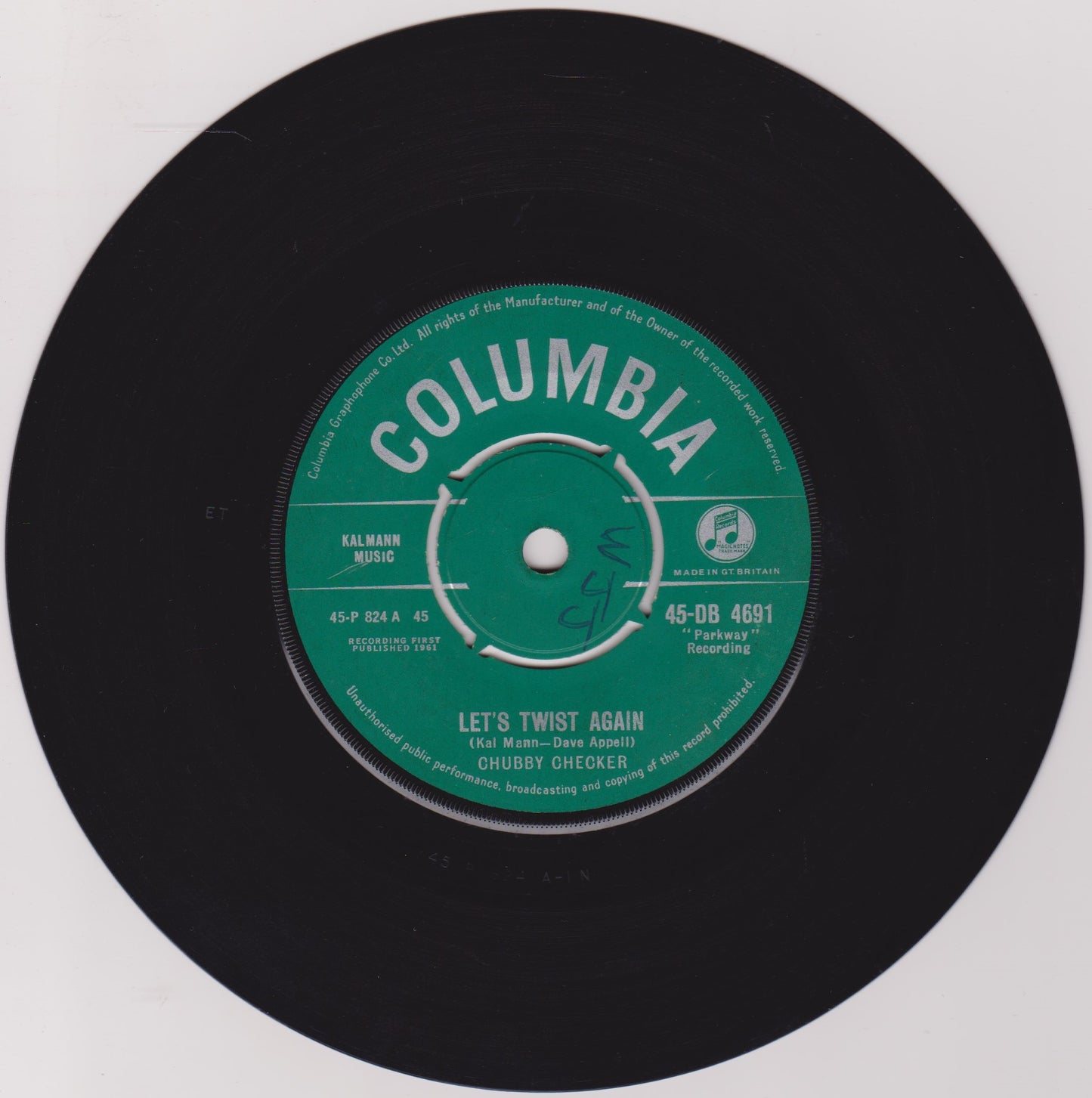 Chubby Checker ‎– Let's Twist Again (Columbia 1961) 7" vinyl single VG/-