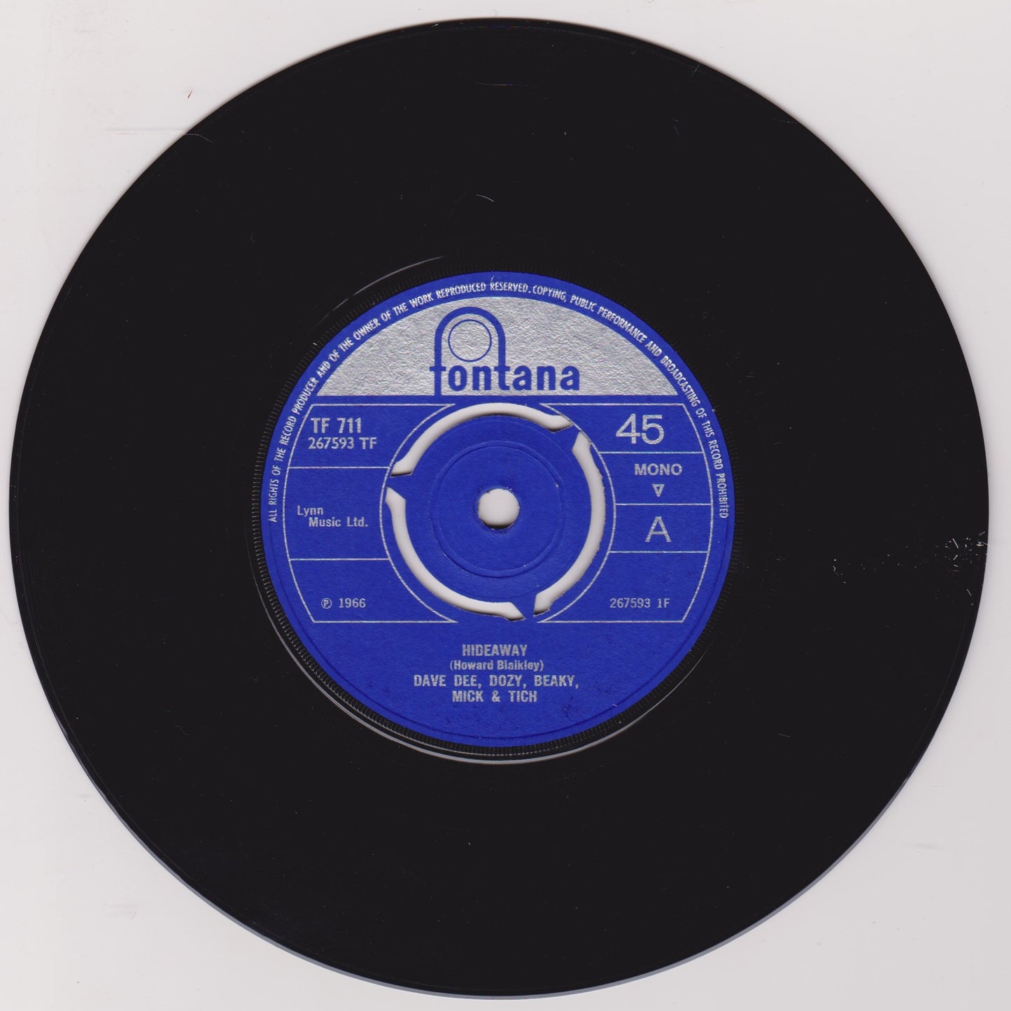 Dave Dee, Dozy, Beaky, Mick & Tich ‎– Hideaway (Fontana 1966) 7" vinyl single VG/VG