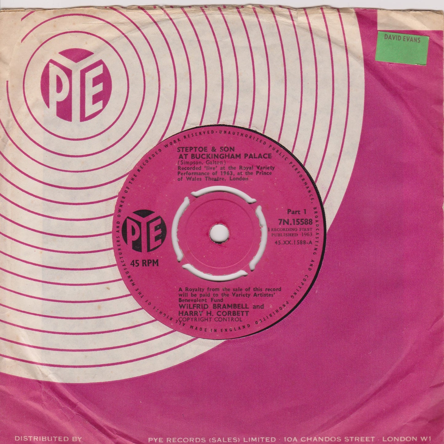 Wilfrid Brambell And Harry H. Corbett ‎– Steptoe & Son At Buckingham Palace 7" vinyl single VG/VG