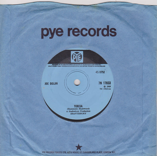 Joe Dolan ‎– Teresa (Pye 1969) 7" vinyl single VG/VG