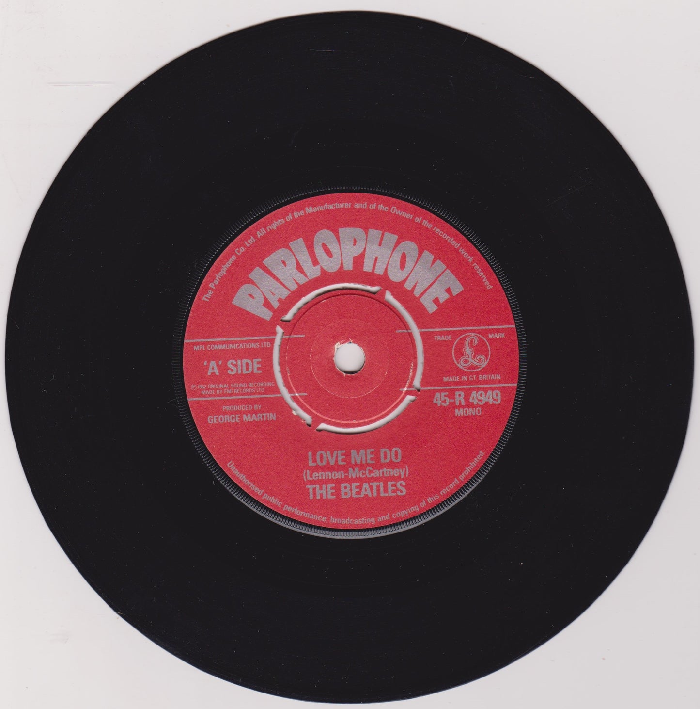 The Beatles – Love Me Do (Parlophone, 1982) 7" vinyl single VG/P RE