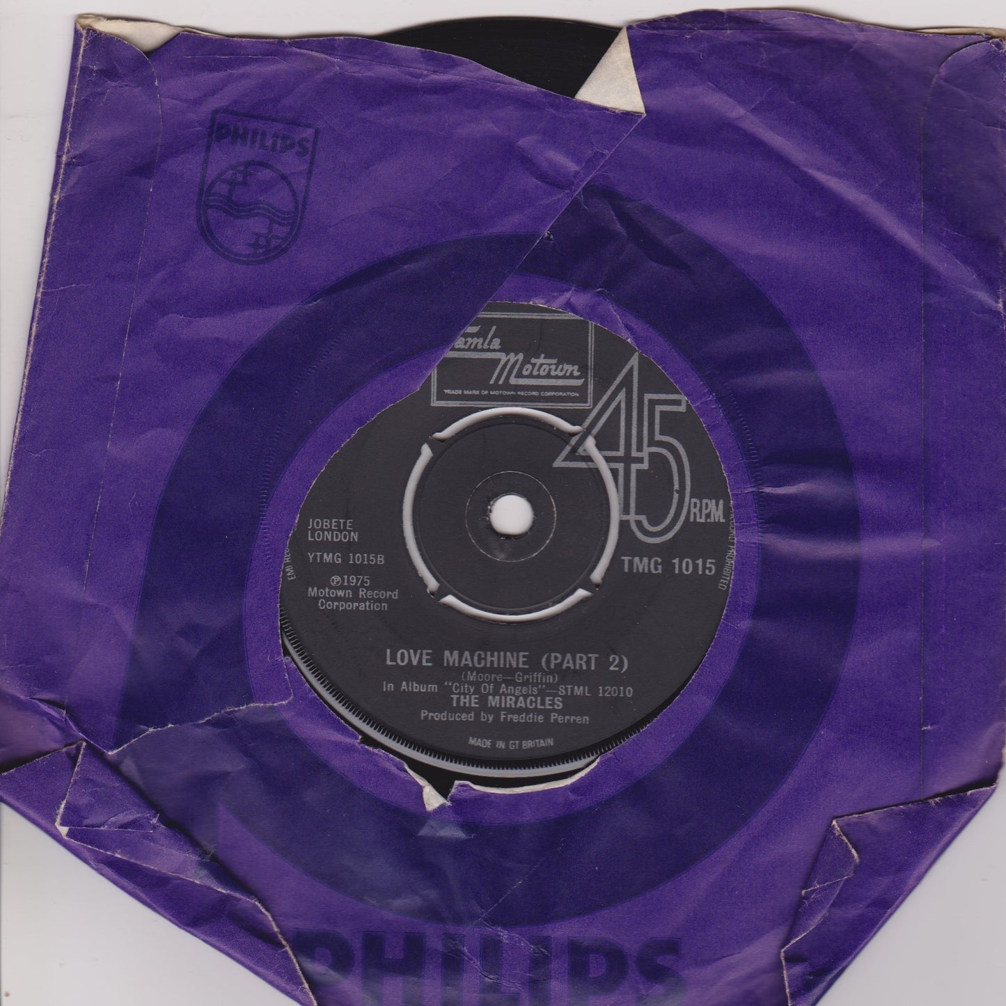 The Miracles ‎– Love Machine (Part 1) (Tamla 1975) 7" vinyl single VG/-