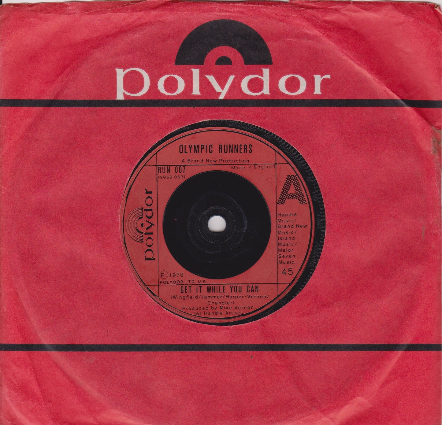 Olympic Runners ‎– Get It While You Can (Polydor 1978) 7" VG/VG