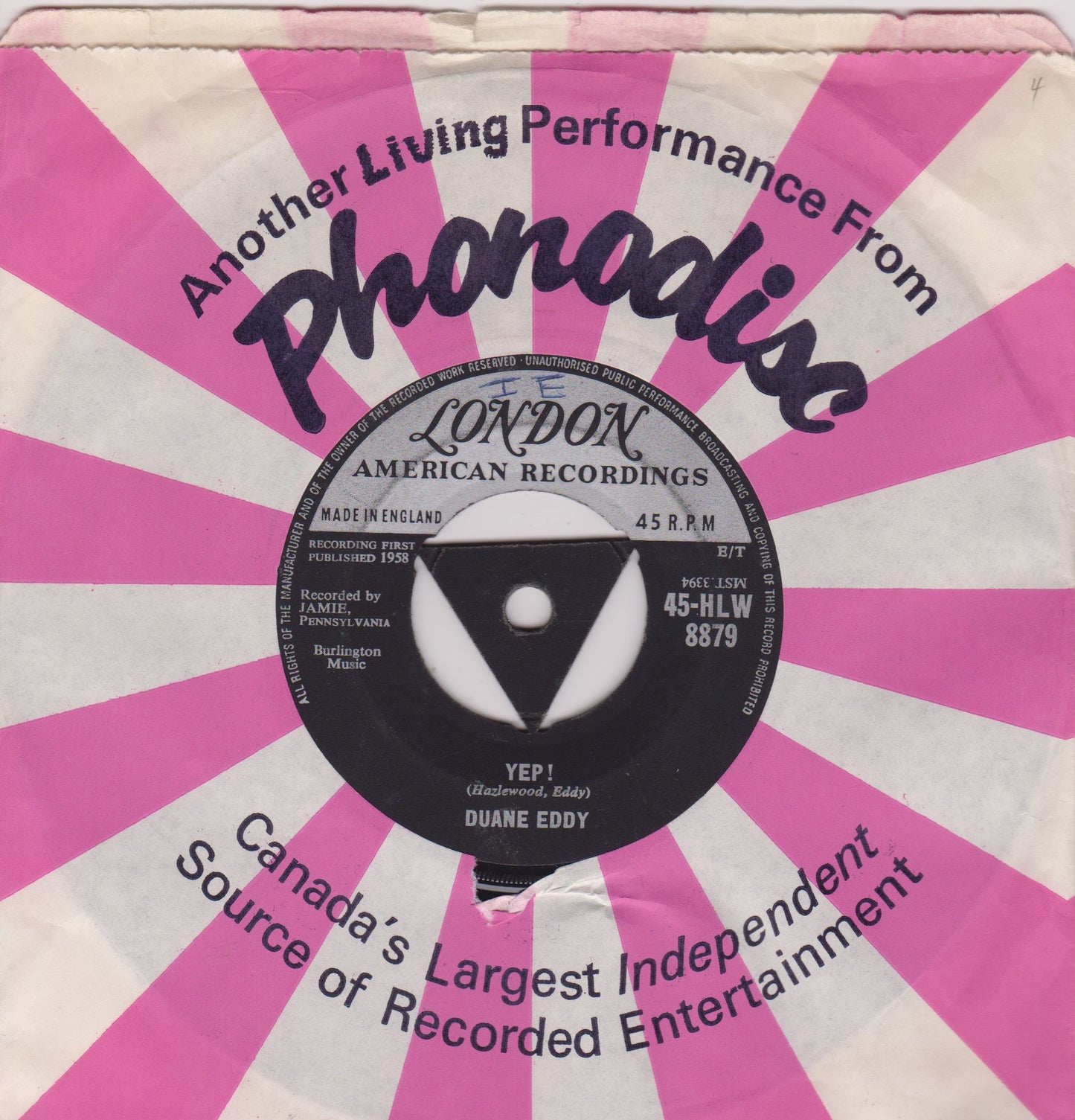 Duane Eddy - Peter Gunn (London, 1959) 7" vinyl single VG/-