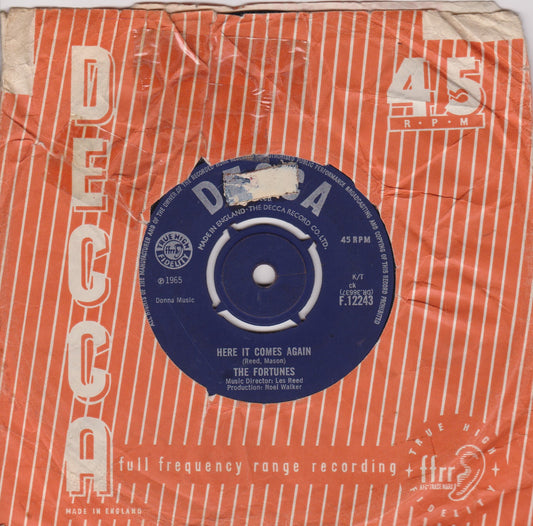The Fortunes – Here It Comes Again (Decca 1965) 7" vinyl single VG/G