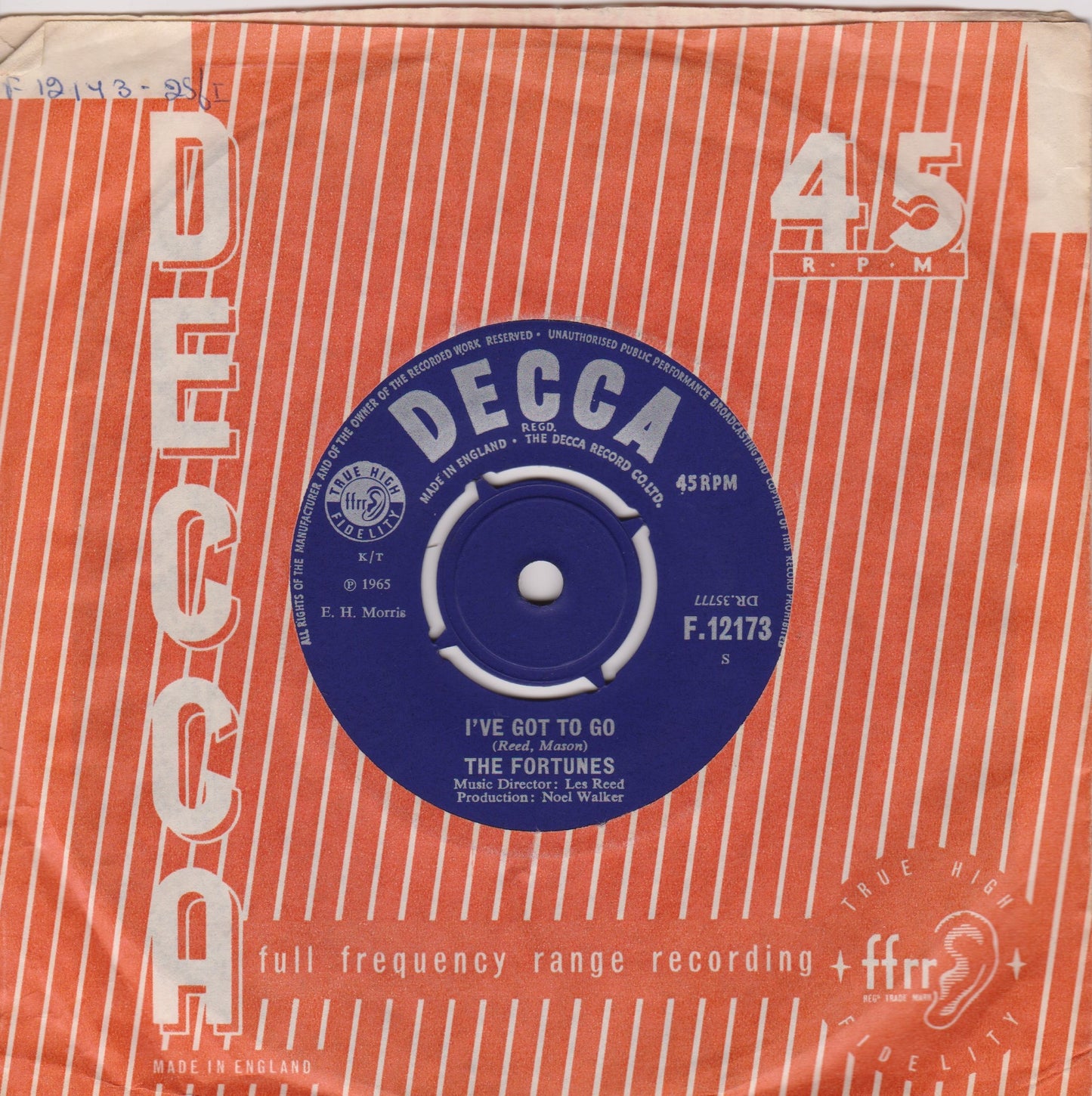 The Fortunes – You've Got Your Troubles (Decca 1965) 7" vinyl single VG/VG