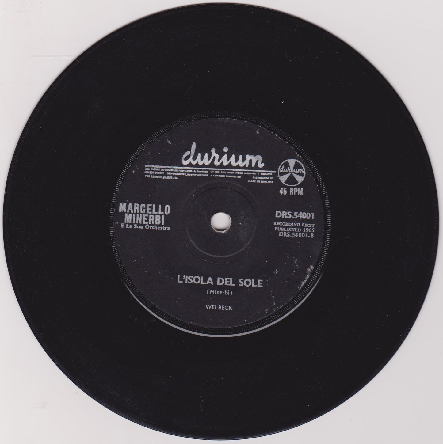 Marcello Minerbi E La Sua Orchestra ‎– Zorba's Dance (Durium 1965) 7" vinyl single VG/-