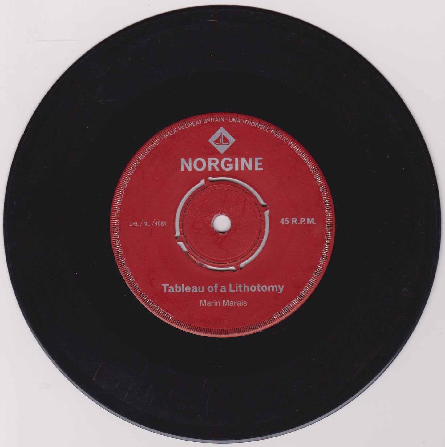 Marin Marais – Tableau Of A Lithotomy (Norgine) 7" vinyl single G+/-