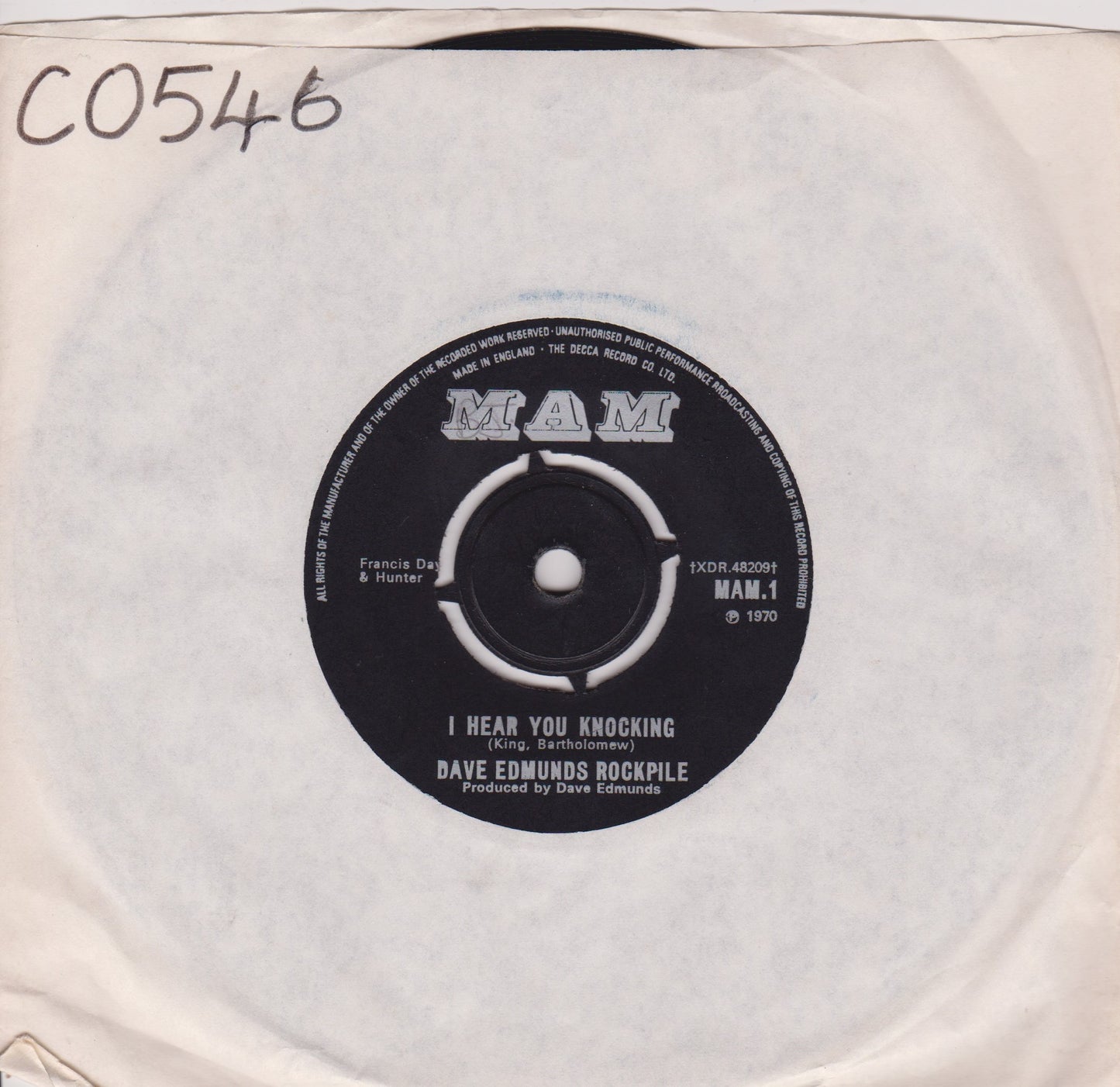 Rockpile - I Hear You Knocking (MAM, 1970) 7" vinyl single VG/-