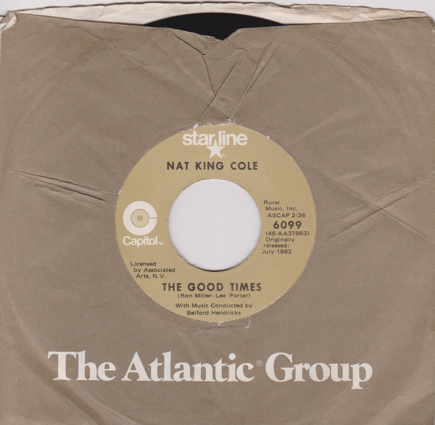 Nat King Cole – Ramblin' Rose / The Good Times (Capitol) 7" vinyl US single VG/P jukebox centre