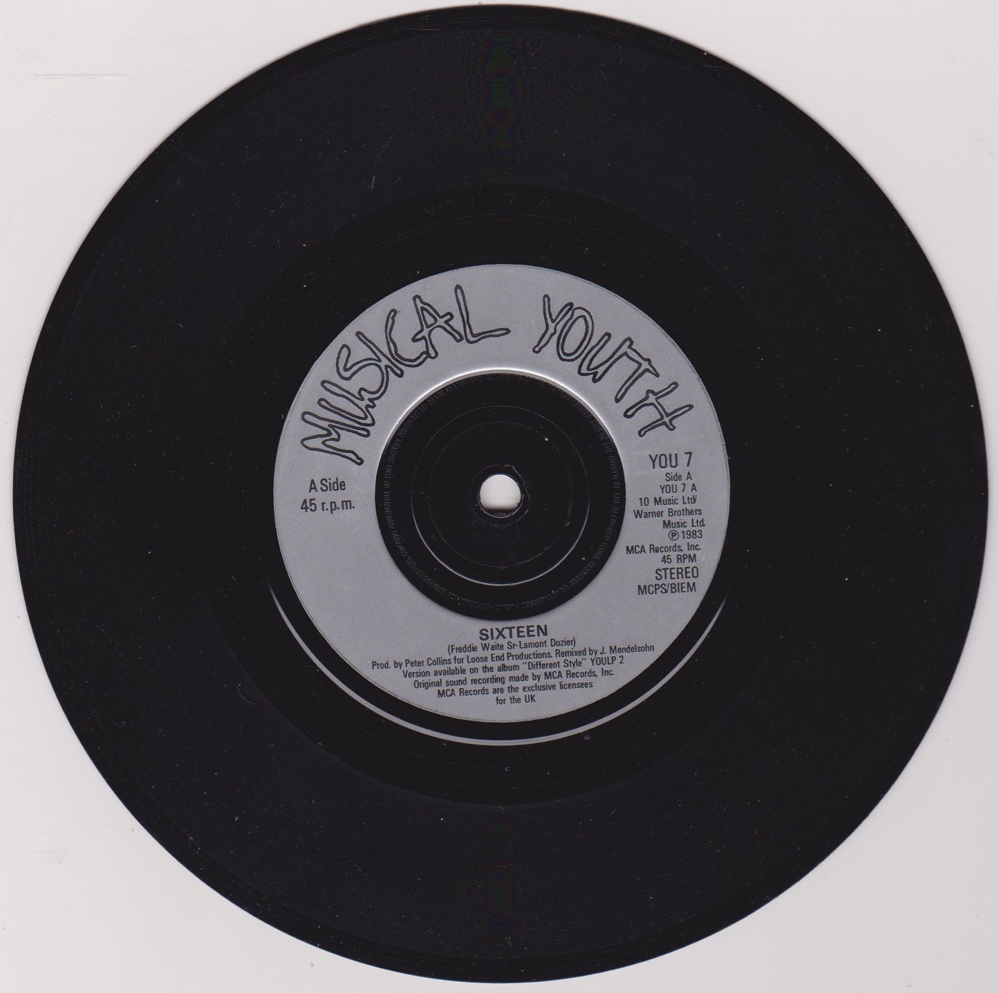 Musical Youth ‎– 16 (MCA 1983) 7" vinyl P/S single VG/VG