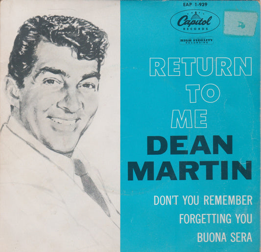 Dean Martin ‎– Return To Me (Capitol 1958) 7" vinyl EP G+/VG