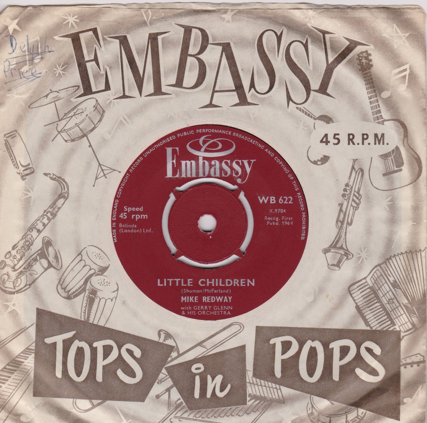 Mike Redway - Little Children (Embassy 1964) 7" vinyl single VG/VG