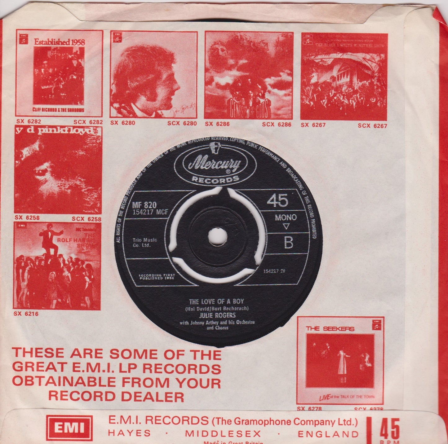 Julie Rogers ‎– The Wedding (La Novia) (Mercury 1964) 7" vinyl single VG/-