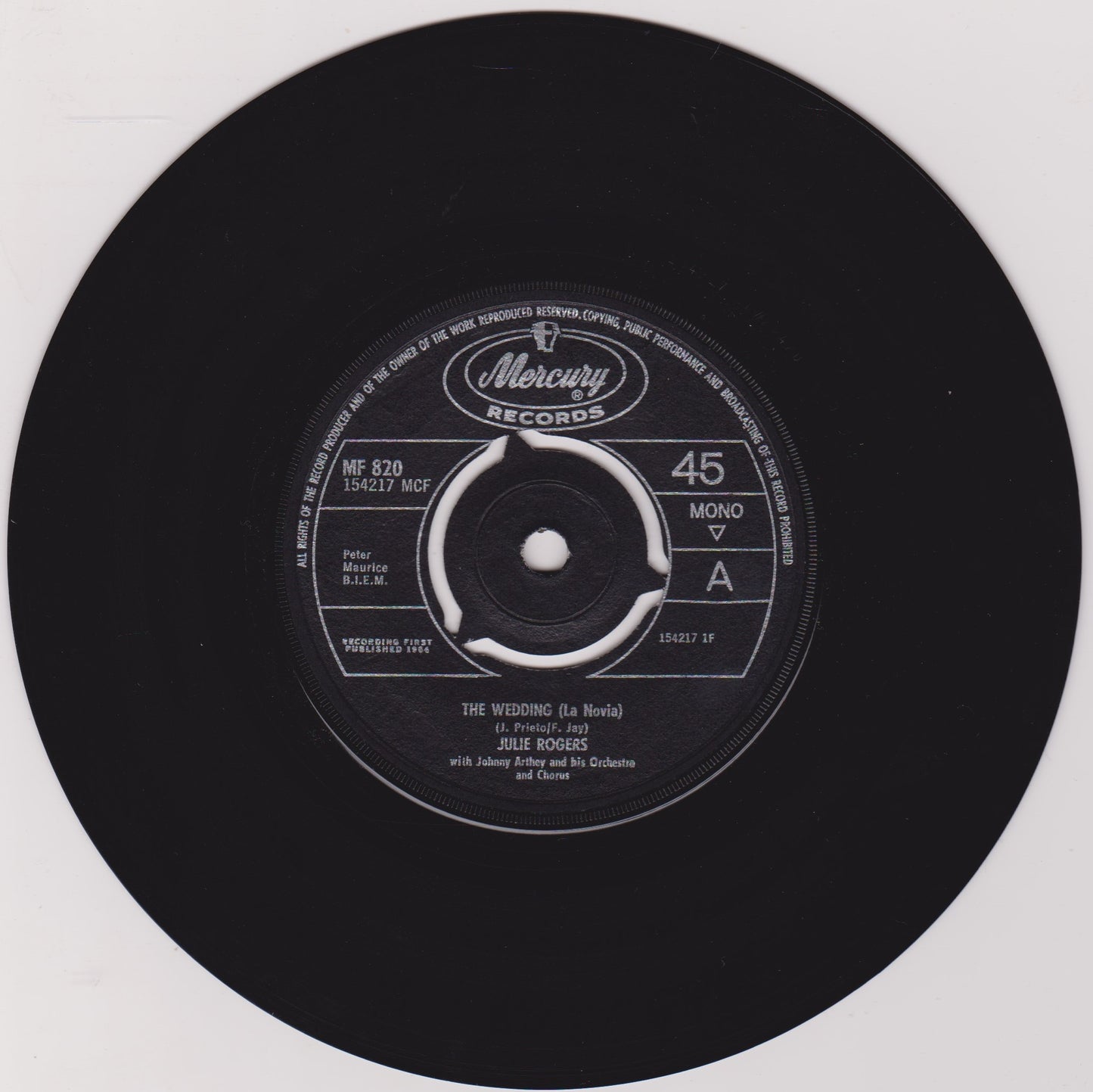 Julie Rogers ‎– The Wedding (La Novia) (Mercury 1964) 7" vinyl single VG/-