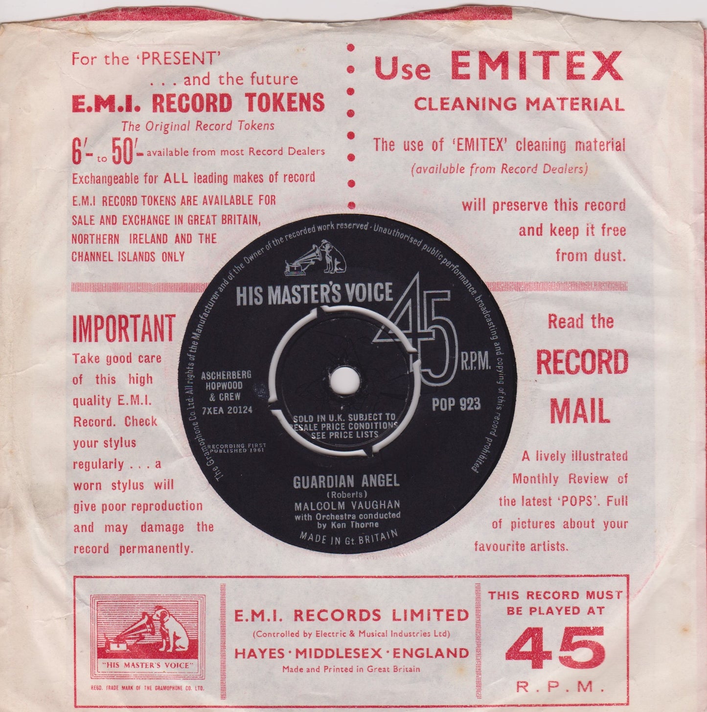 Malcolm Vaughan ‎– The Wedding (HMV) 7" vinyl single VG/VG repress