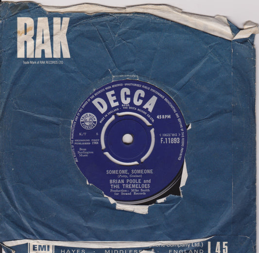 Brian Poole & The Tremeloes – Someone, Someone (Decca 1964) 7" vinyl single VG/-