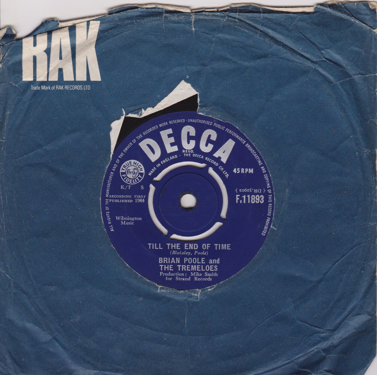 Brian Poole & The Tremeloes – Someone, Someone (Decca 1964) 7" vinyl single VG/-