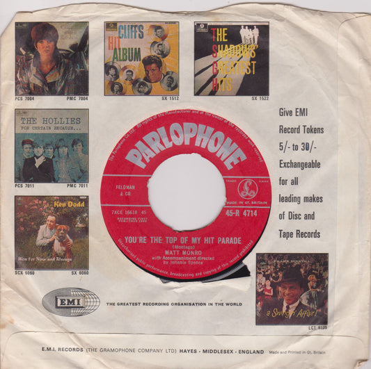 Matt Monro – Portrait Of My Love (Parlophone 1960) 7" vinyl single VG/- jukebox