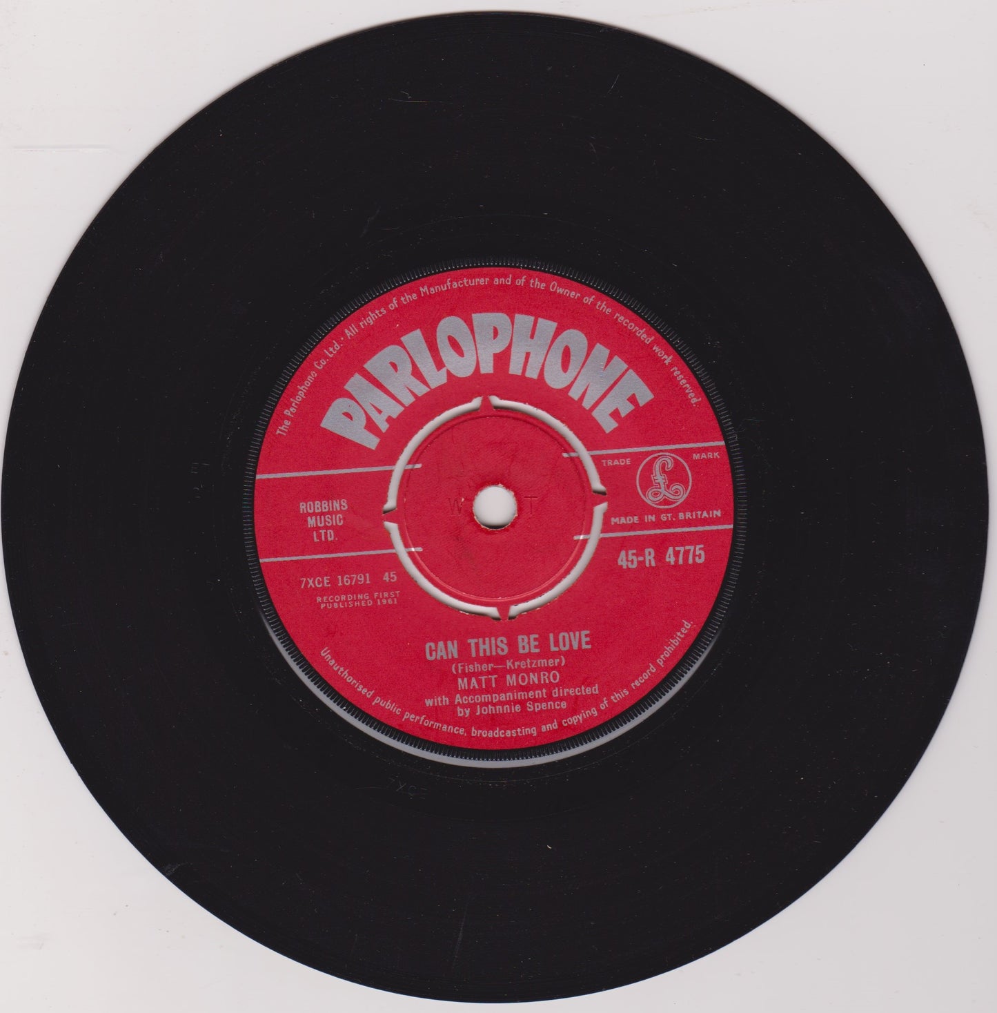Matt Monro – Can This Be Love (Parlophone 1961) 7" vinyl single VG/-