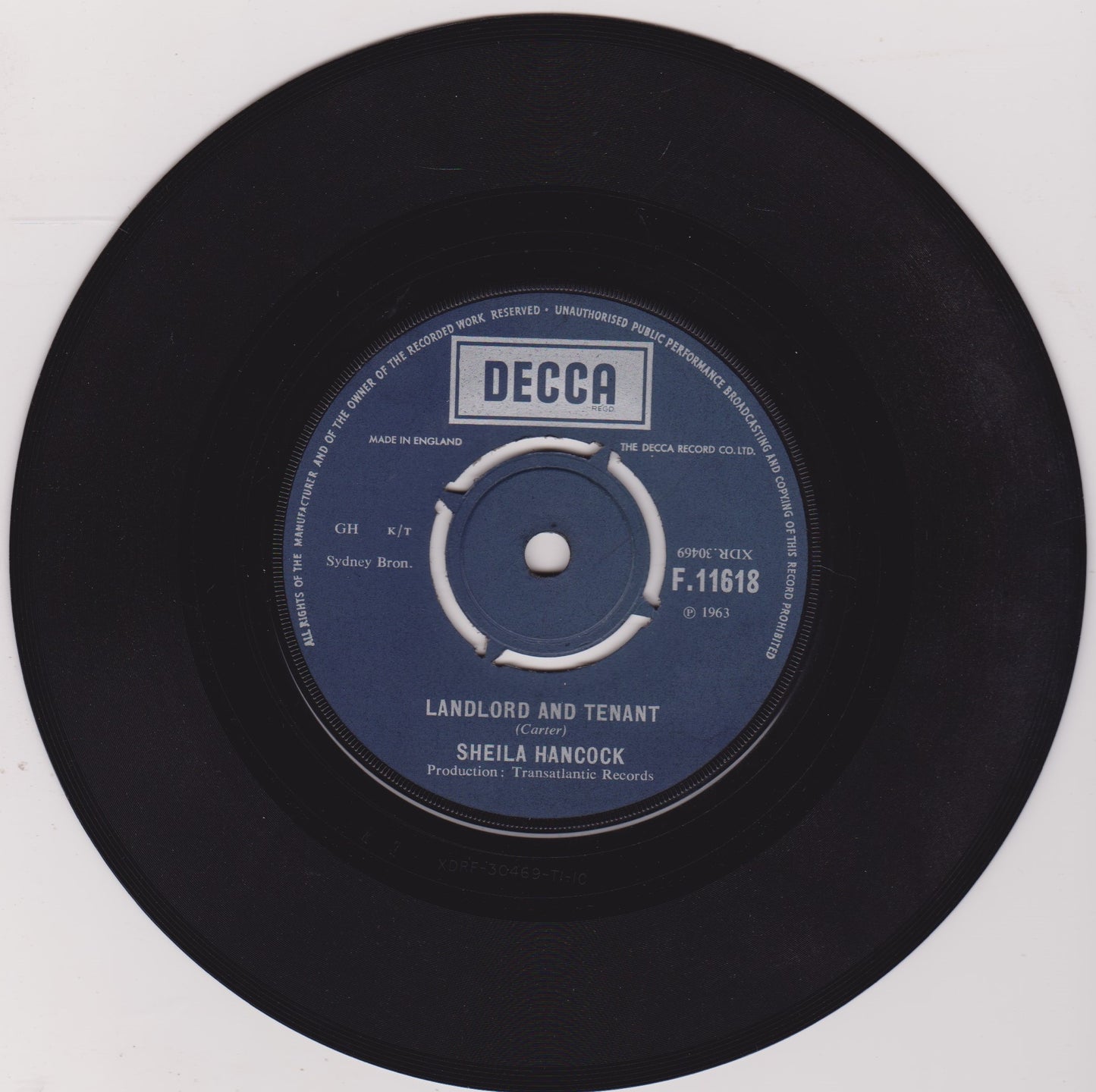 Sheila Hancock - My Last Cigarette (Decca) 7" vinyl single G+/-