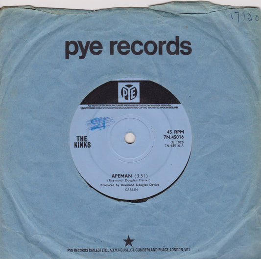 The Kinks ‎– Apeman (Pye 1970) 7" vinyl single VG/VG