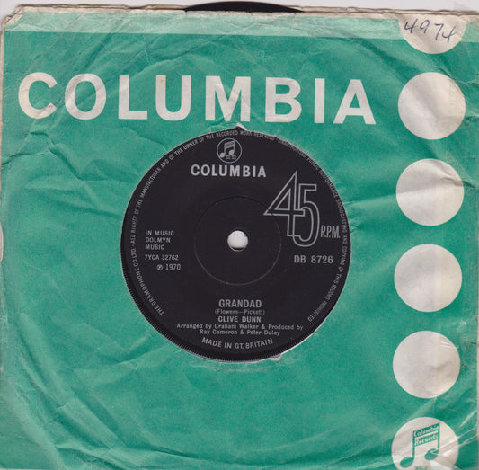 Clive Dunn ‎– Grandad (Columbia 1970) 7" vinyl single VG/G