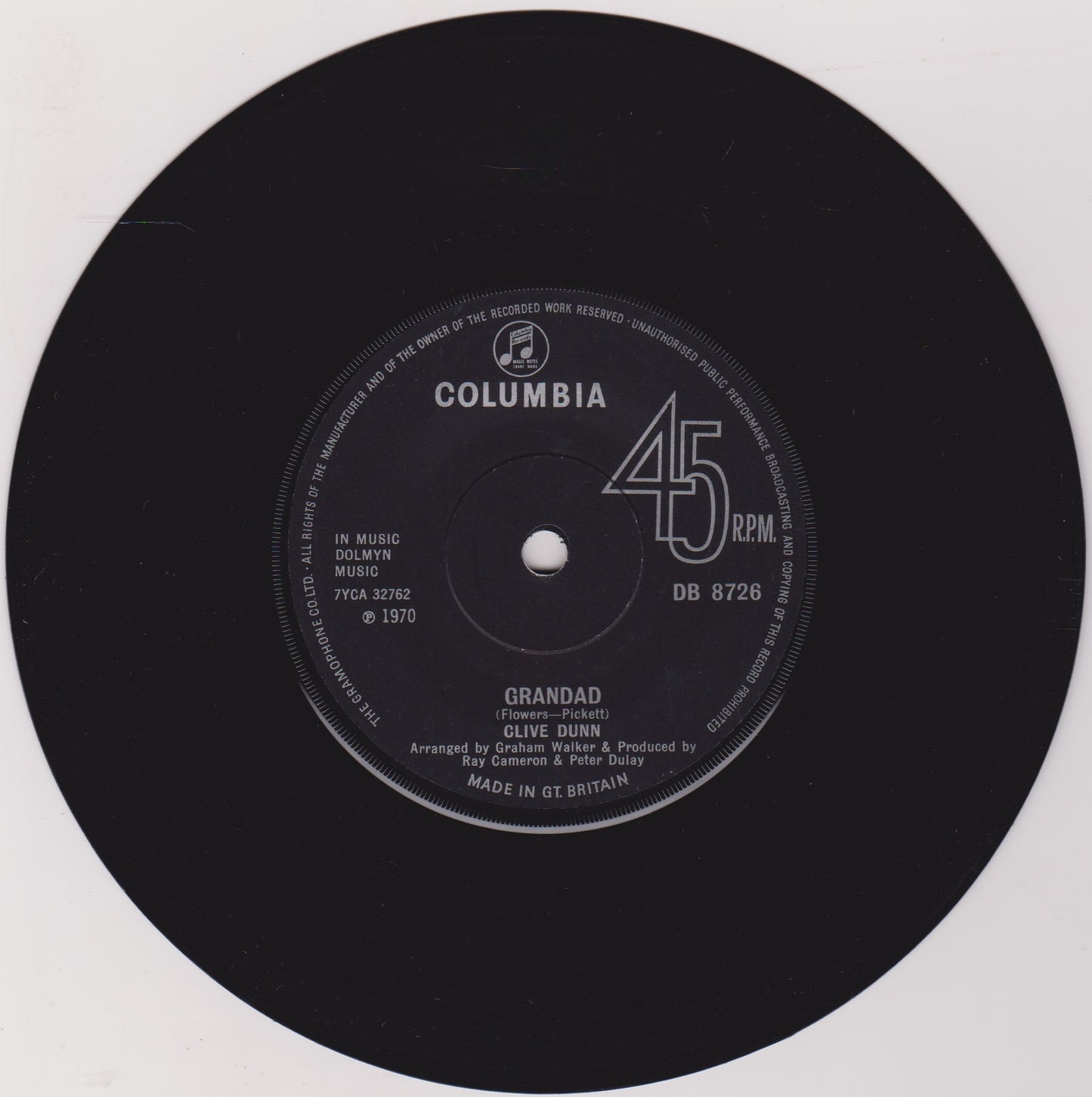 Clive Dunn ‎– Grandad (Columbia 1970) 7" vinyl single VG/G