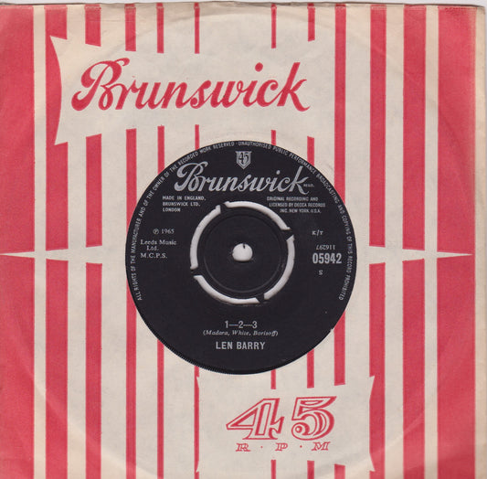 Len Barry – 1-2-3 (Brunswick 1965) 7" vinyl single VG/VG