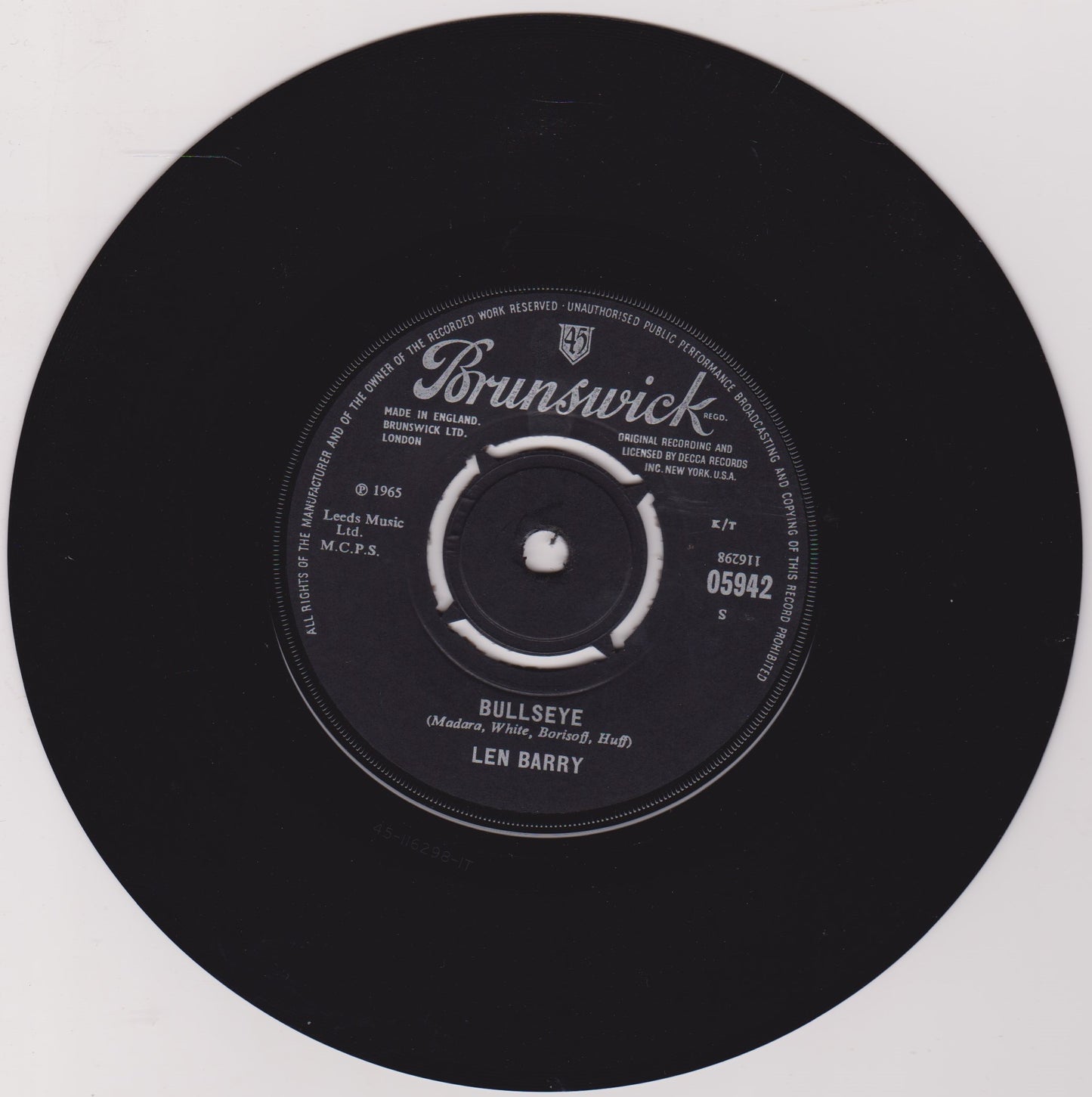 Len Barry – 1-2-3 (Brunswick 1965) 7" vinyl single VG/VG