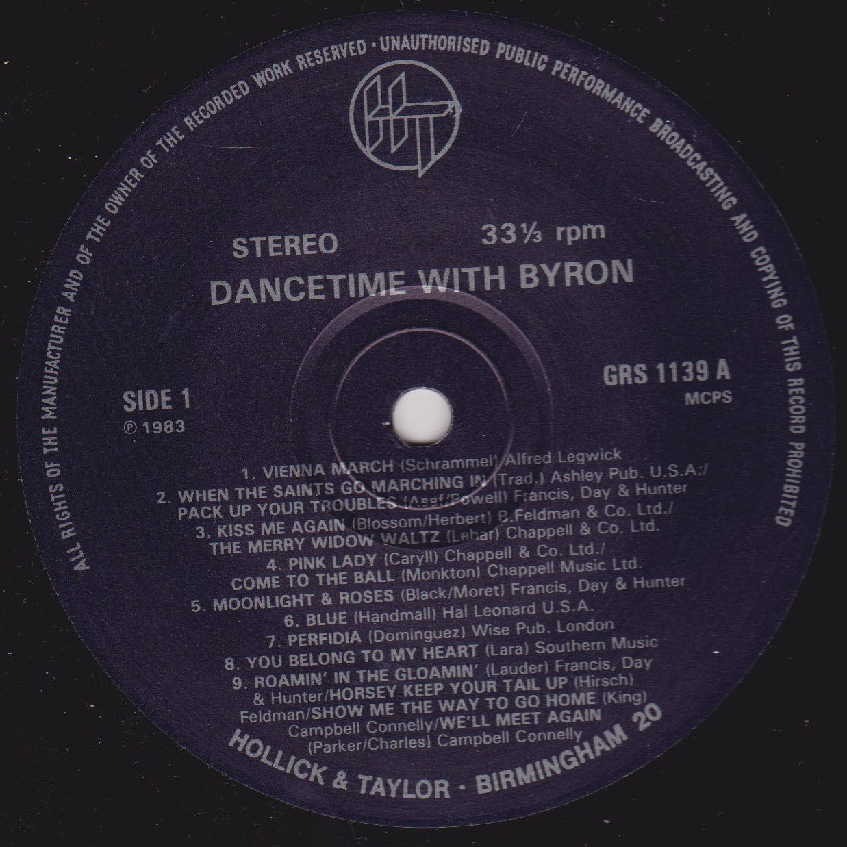 Byron Jones ‎– Dancetime With Byron (Grosvenor 1983) 12" vinyl LP VG/G+