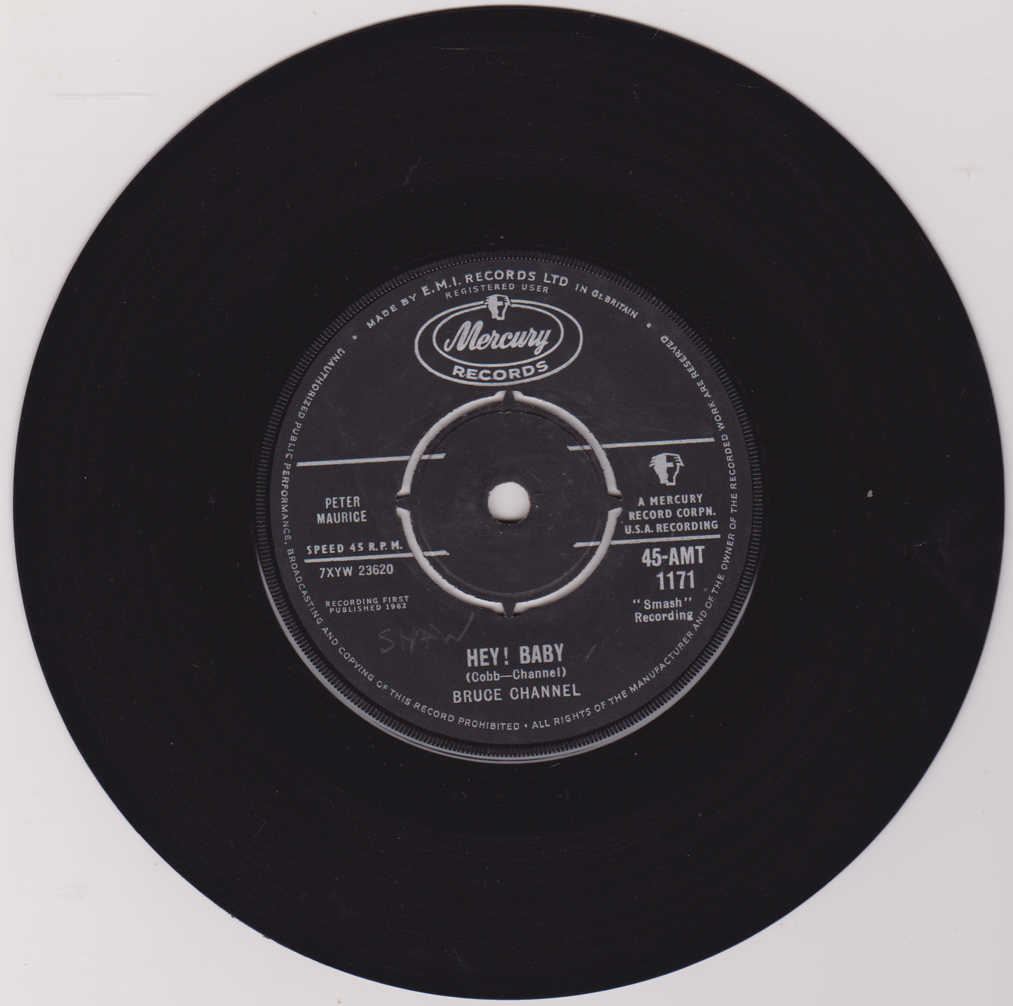 Bruce Channel – Hey! Baby (Mercury 1962) 7" vinyl single VG/VG