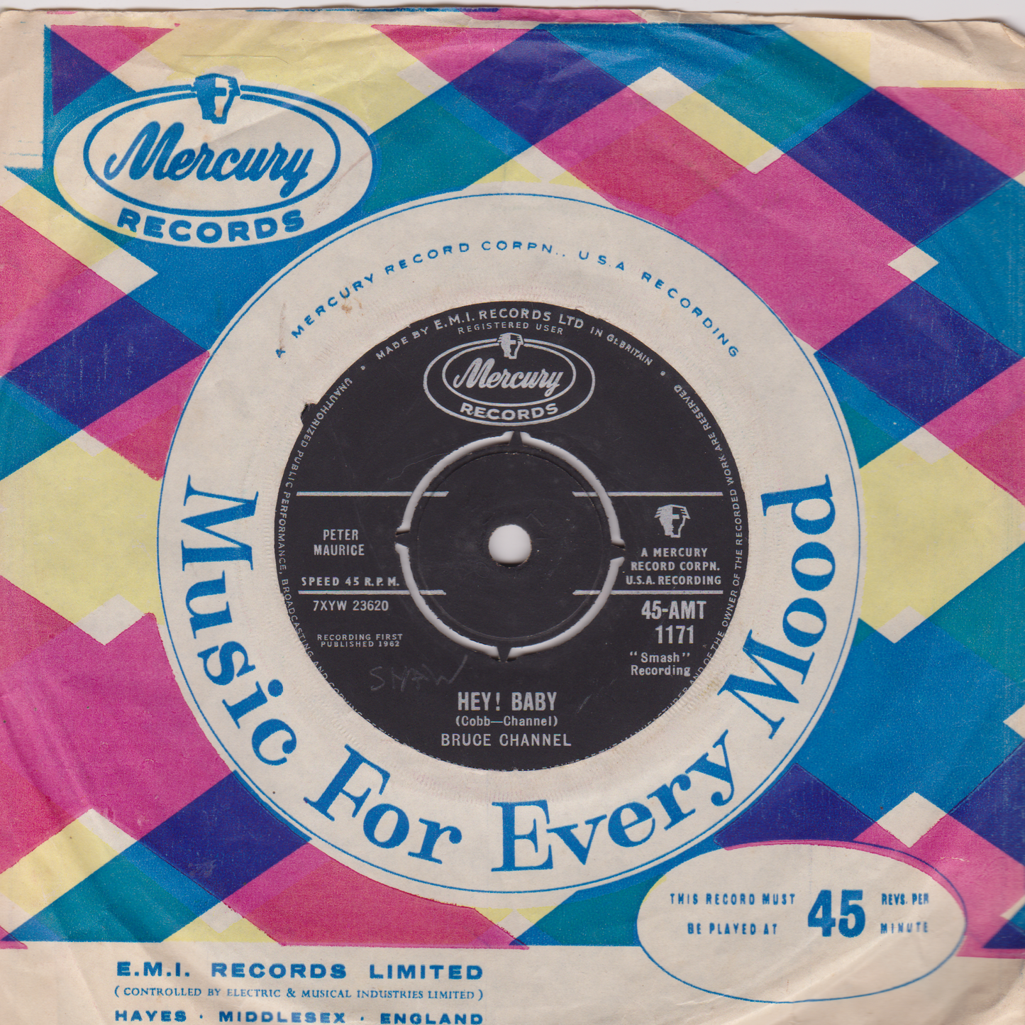 Bruce Channel – Hey! Baby (Mercury 1962) 7" vinyl single VG/VG