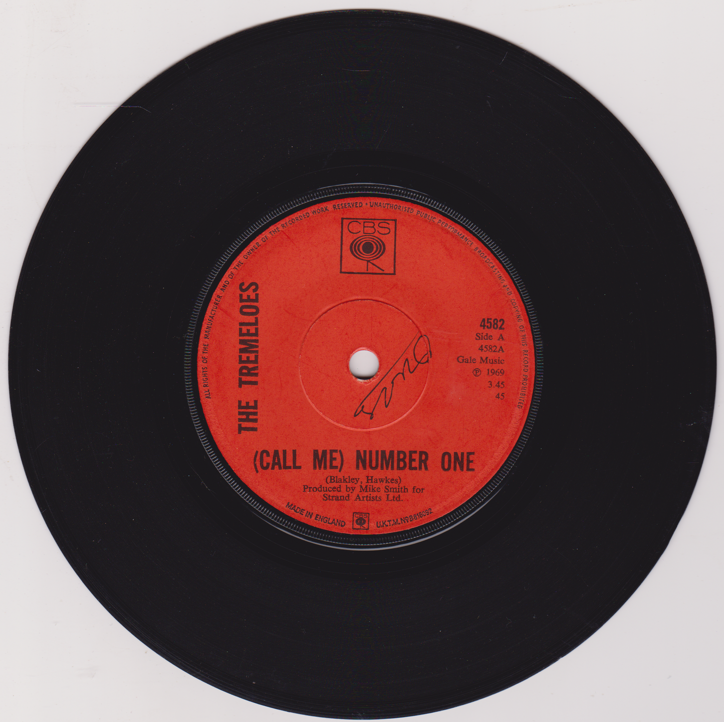 The Tremeloes - (Call Me) Number One (CBS 1969) 7" vinyl single G+/-
