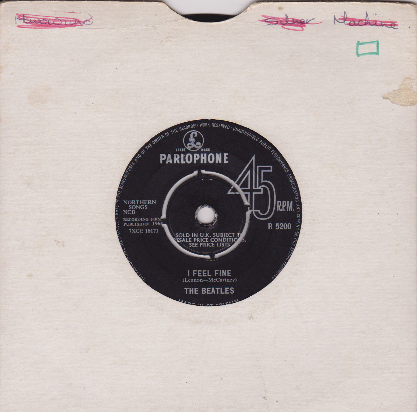 The Beatles ‎– I Feel Fine (Parlophone 1964) 7" vinyl single VG/-