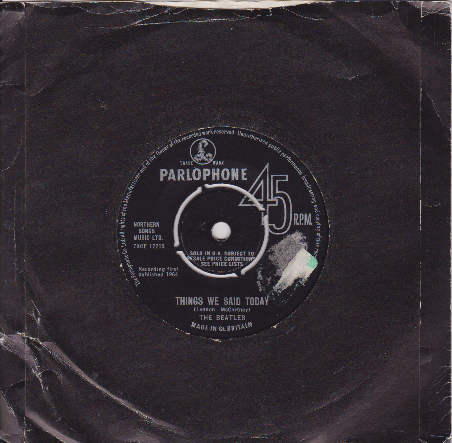 The Beatles ‎– A Hard Day's Night (Parlophone 1964) 7" vinyl single VG/-