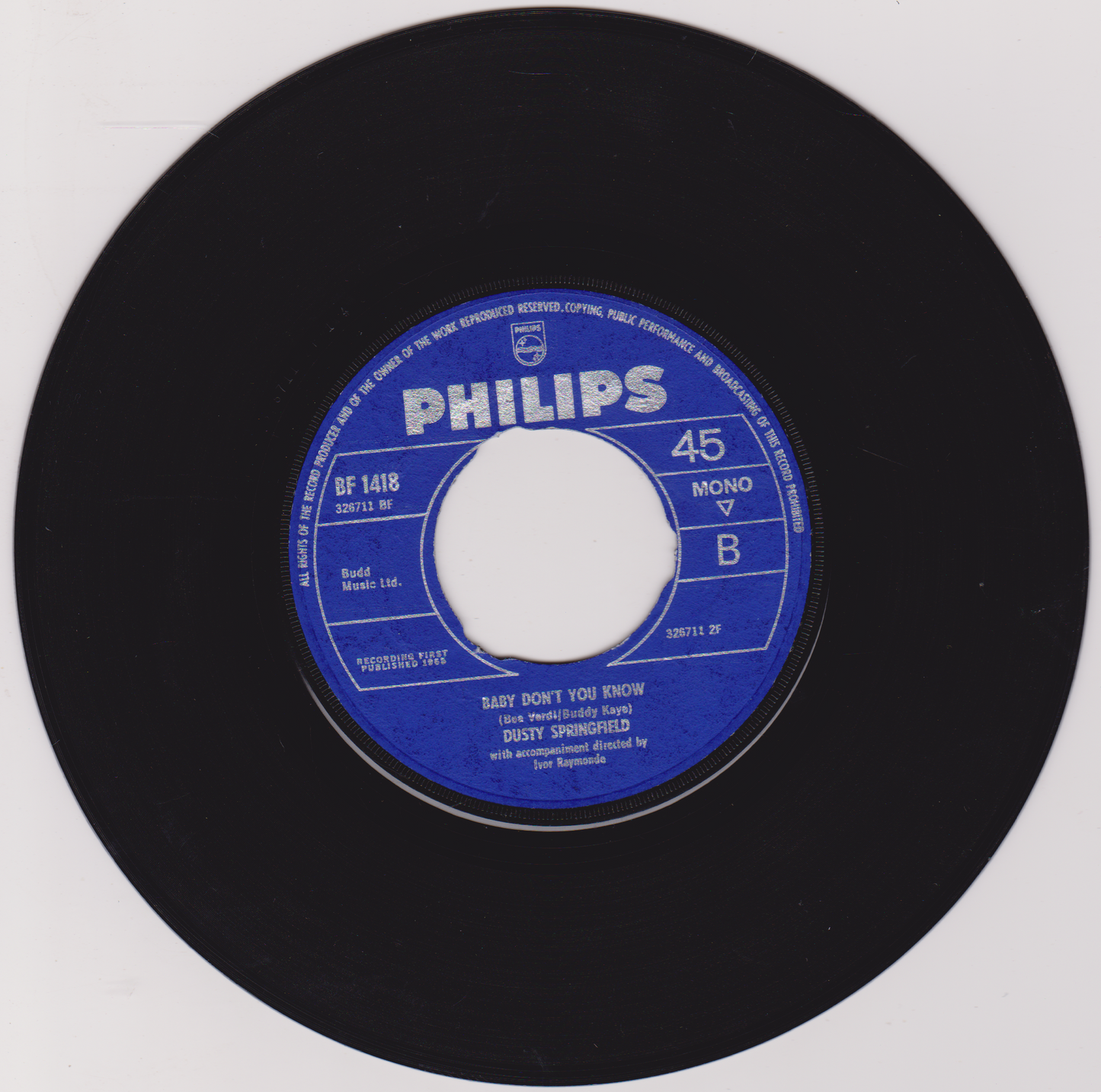 Dusty Springfield ‎– In The Middle Of Nowhere (Philips 1965) 7" vinyl single G/- jukebox centre