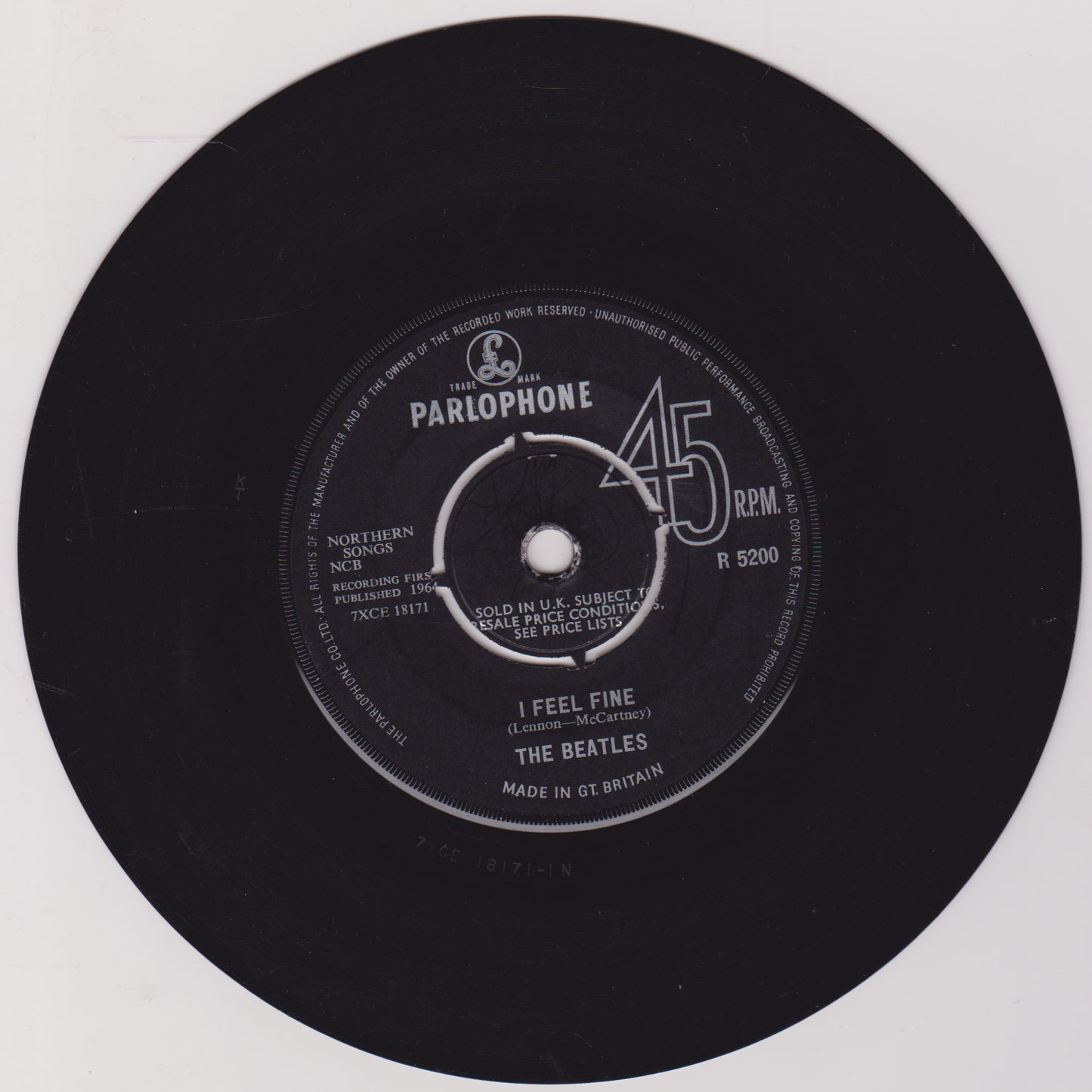 The Beatles ‎– I Feel Fine (Parlophone 1964) 7" vinyl single VG/-