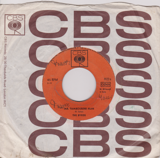 The Byrds ‎– Mr. Tambourine Man (CBS 1965) 7" vinyl single G/- Germany jukebox