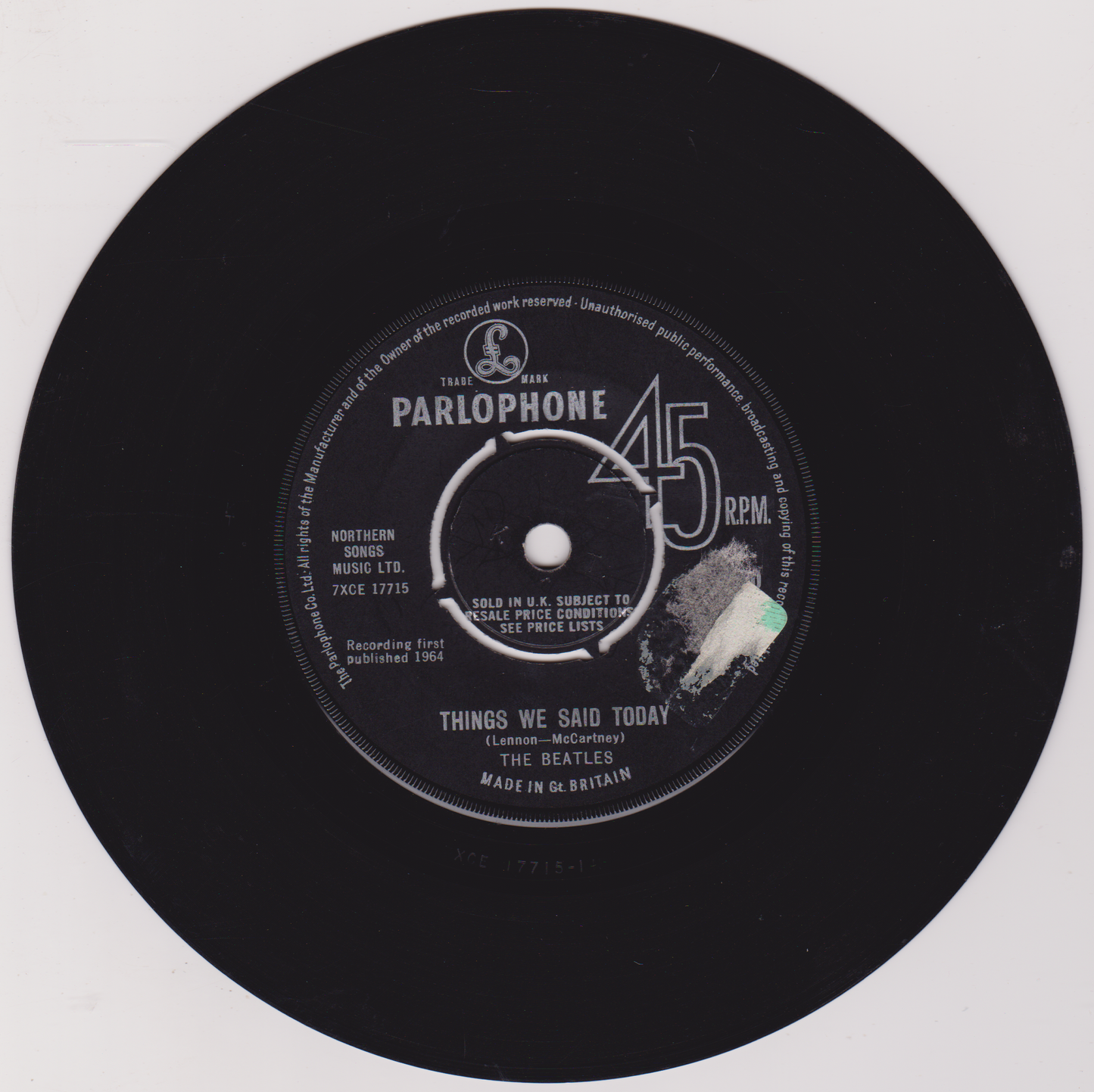 The Beatles ‎– A Hard Day's Night (Parlophone 1964) 7" vinyl single VG/-