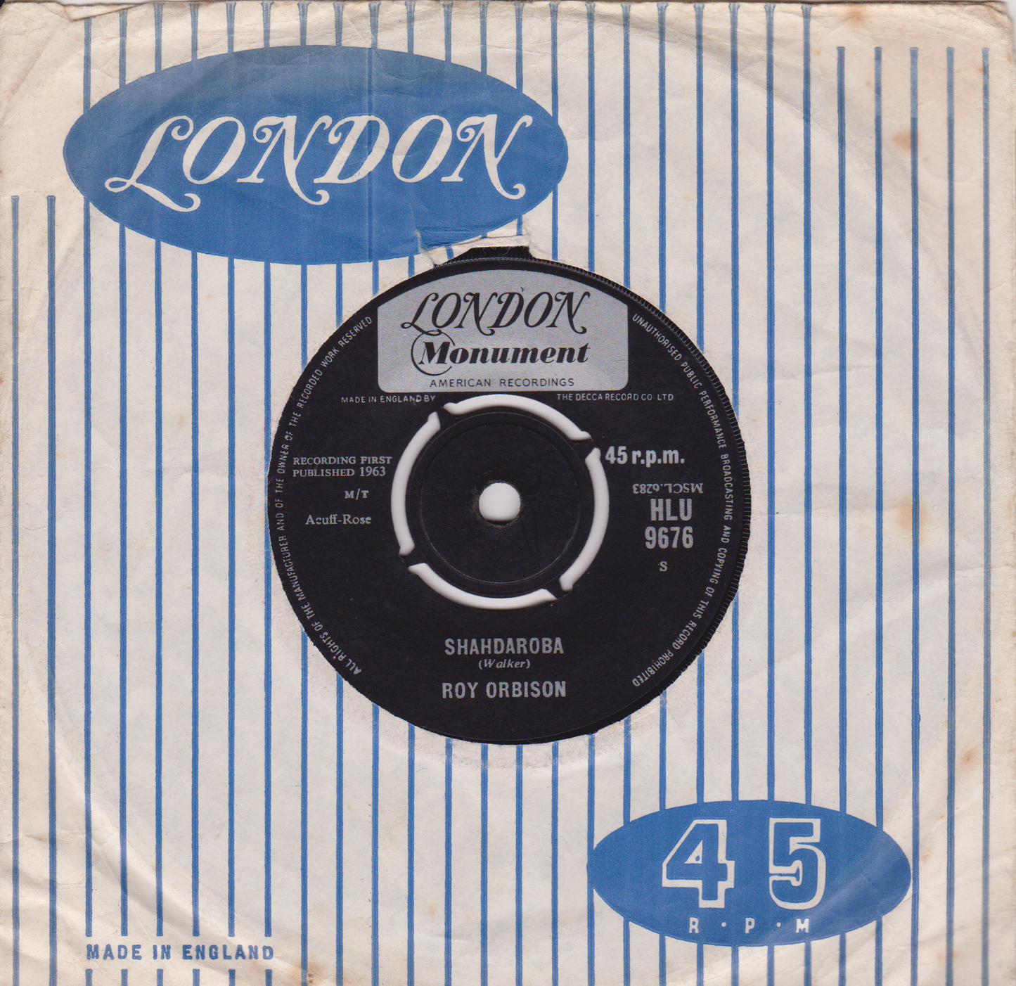 Roy Orbison ‎– In Dreams (London 1963) 7" vinyl single VG/VG
