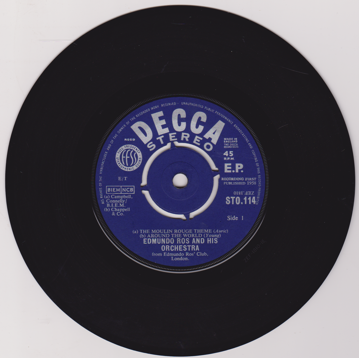 Edmundo Ros And His Orchestra – Hollywood Cha Cha Cha (Decca 1959) 7" vinyl EP G+/-