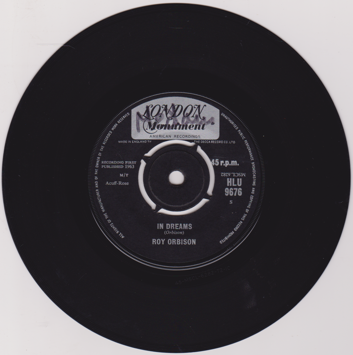 Roy Orbison ‎– In Dreams (London 1963) 7" vinyl single VG/VG