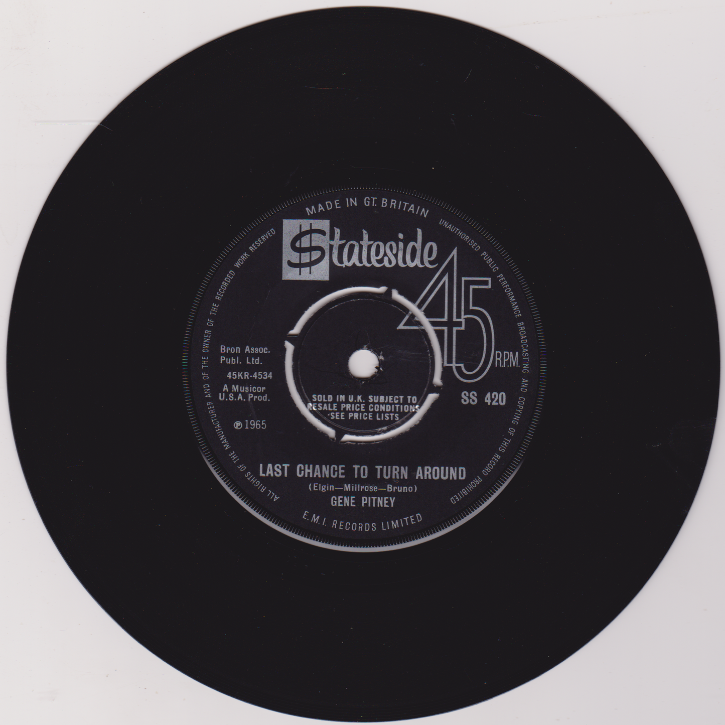 Gene Pitney – Looking Thru The Eyes Of Love (Stateside, 1965) 7" vinyl single VG/-